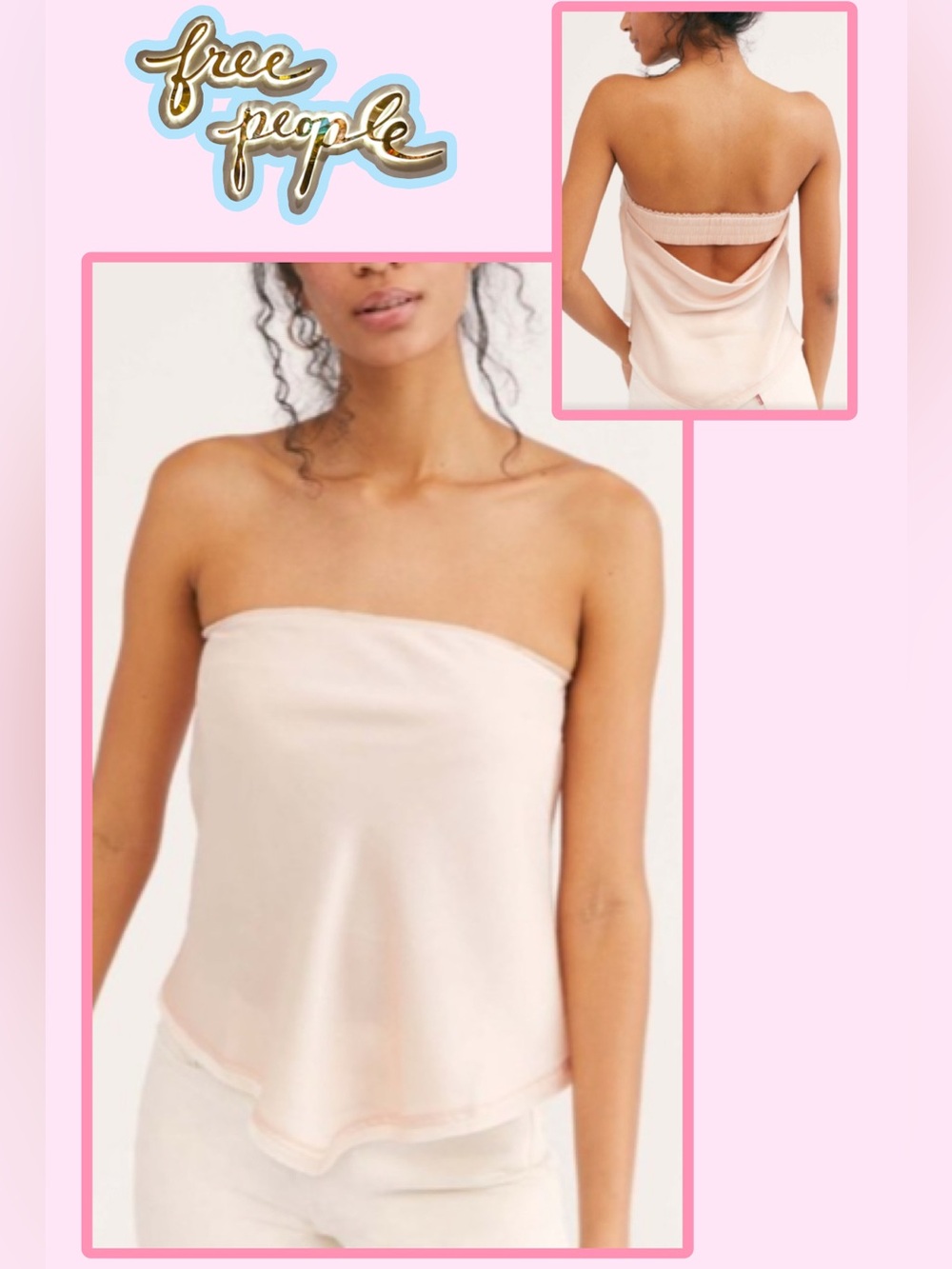NWT Free People Take You Anywhere Strapless Tube Top Medium Pink Boho